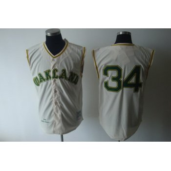 Oakland Athletics #34 Rollie Fingers 1968 Cream Throwback Jersey