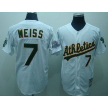 Oakland Athletics #7 Walt Weiss White Throwback Jersey