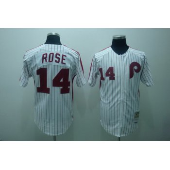 Philadelphia Phillies #14 Pete Rose 1976 White Throwback Jersey