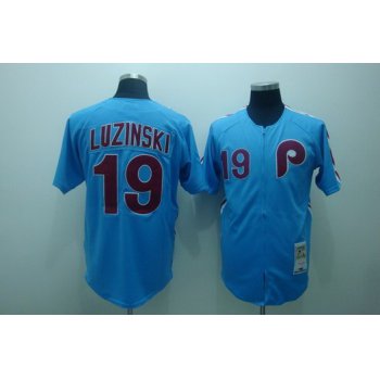 Philadelphia Phillies #19 Greg Luzinski 1980 Blue Throwback Jersey