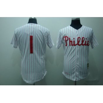 Philadelphia Phillies #1 Richie Ashburn 1950 White Thorwback Jersey