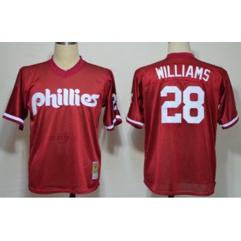 Philadelphia Phillies #28 Mitch Williams 1991 Mesh BP Red Throwback Jersey