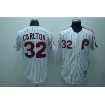 Philadelphia Phillies #32 Steve Carlton 1976 White Throwback Jersey