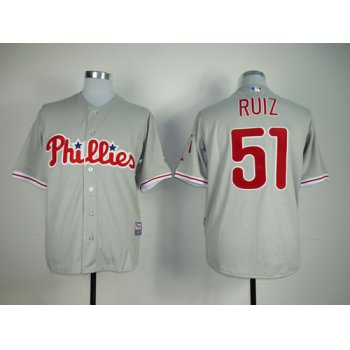 Philadelphia Phillies #51 Carlos Ruiz Gray Jersey