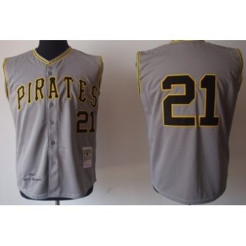 Pittsburgh Pirates #21 Roberto Clemente 1960 Gray Sleeveless Throwback Jersey