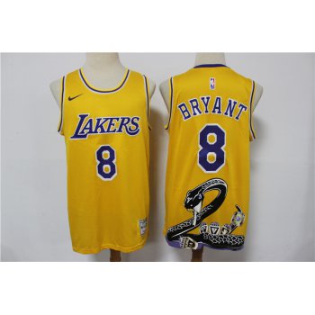 Lakers 8 Kobe Bryant Yellow Nike Swingman Fashion Jersey