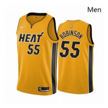 Men Miami Heat 55 Duncan Robinson Yellow NBA Swingman 2020 21 Earned Edition Jersey