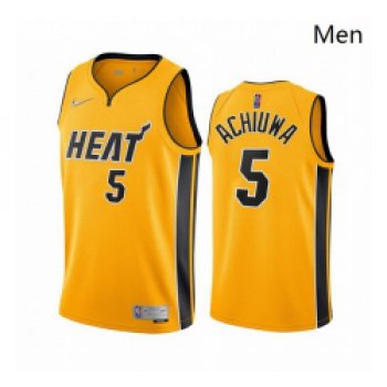 Men Miami Heat 5 Precious Achiuwa Yellow NBA Swingman 2020 21 Earned Edition Jersey