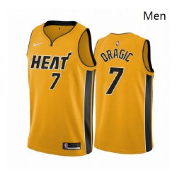 Men Miami Heat 7 Goran Dragic Yellow NBA Swingman 2020 21 Earned Edition Jersey