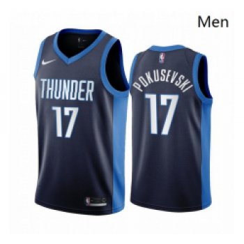 Men Oklahoma City Thunder 17 Aleksej Pokusevski Navy NBA Swingman 2020 21 Earned Edition J