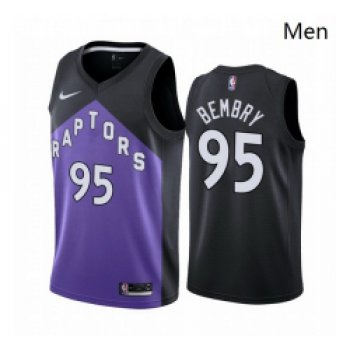 Men Toronto Raptors 95 DeAndre 27 Bembry Purple NBA Swingman 2020 21 Earned Edition Jersey