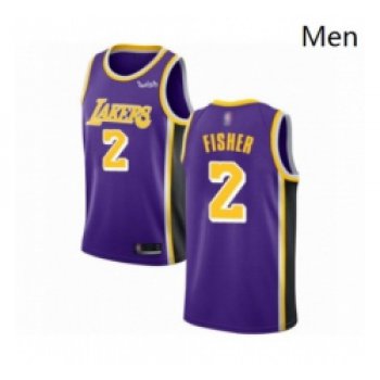 Mens Los Angeles Lakers 2 Derek Fisher Authentic Purple Basketball Jerseys Icon Edition