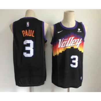 Men's Phoenix Suns #3 Chris Paul Black 2021 City Edition NBA Swingman Jersey With The Sponsor Logo