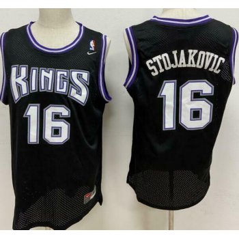 Men's Sacramento Kings #16 Peja Stojakovic Black Soul Swingman Jersey