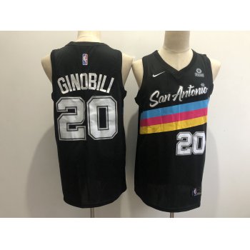 Men's San Antonio Spurs #20 Manu Ginobili Black 2021 Nike City Edition Swingman Stitched NBA Jersey With The NEW Sponsor Logo