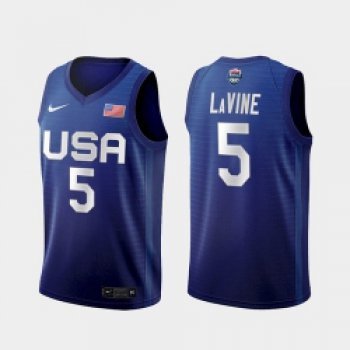 Men's USA Team Zach LaVine Away Blue 2021 Tokyo Olympics Jersey