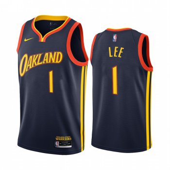 Nike Warriors #1 Damion Lee Navy NBA Swingman 2020-21 City Edition Jersey