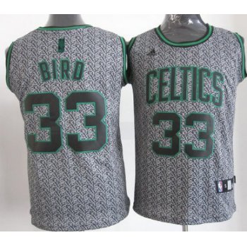 Boston Celtics #33 Larry Bird Gray Static Fashion Jersey