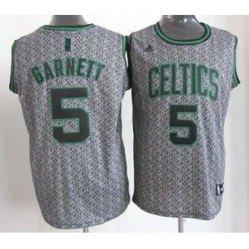 Boston Celtics #5 Kevin Garnett Gray Static Fashion Jersey