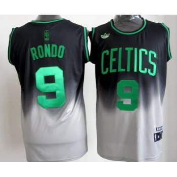 Boston Celtics #9 Rajon Rondo Black/Gray Fadeaway Fashion Jersey