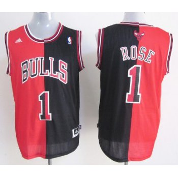 Chicago Bulls #1 Derrick Rose Revolution 30 Swingman Red/Black Two Tone Jersey