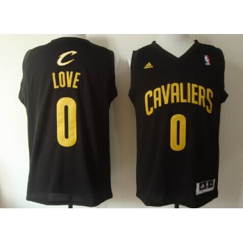 Cleveland Cavaliers #0 Kevin Love Revolution 30 Swingman Black With Gold Jersey