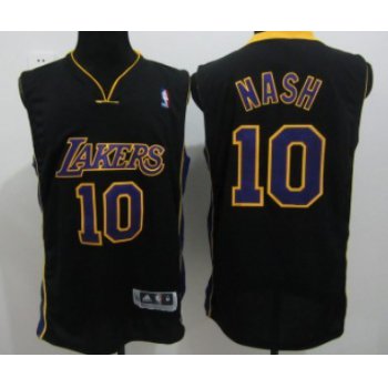 Los Angeles Lakers #10 Steve Nash Black With Purple Swingman Jersey