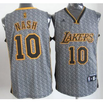 Los Angeles Lakers #10 Steve Nash Gray Static Fashion Jersey