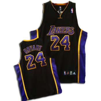 Los Angeles Lakers #24 Kobe Bryant Black With Purple Swingman Jersey