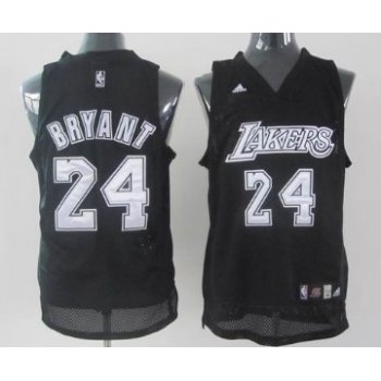 Los Angeles Lakers #24 Kobe Bryant Black With Silvery Swingman Jersey