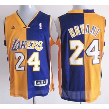 Los Angeles Lakers #24 Kobe Bryant Revolution 30 Swingman Yellow/Purple Two Tone Jersey