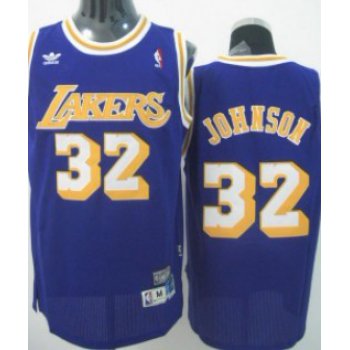 Los Angeles Lakers #32 Magic Johnson Purple Swingman Throwback Jersey