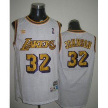 Los Angeles Lakers #32 Magic Johnson White Swingman Throwback Jersey