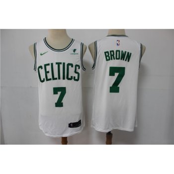 Men's Boston Celtics #7 Jaylen Brown White 2021 Nike Swingman Stitched NBA Jersey With NEW Sponsor Logo