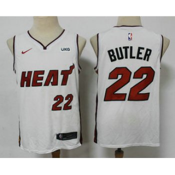 Men's Miami Heat #22 Jimmy Butler White 2021 Nike Swingman Stitched NBA Jersey With The NEW Sponsor Logo