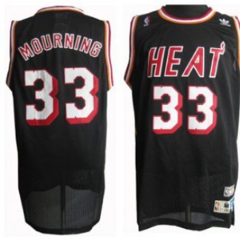 Miami Heat #33 Alonzo Mourning Black Swingman Throwback Jersey