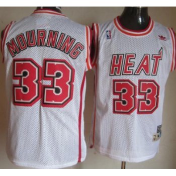 Miami Heat #33 Alonzo Mourning White Swingman Throwback Jersey