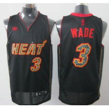 Miami Heat #3 Dwyane Wade All Black With Orange Fashion Jersey