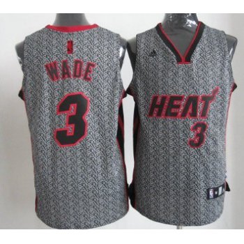 Miami Heat #3 Dwyane Wade Gray Static Fashion Jersey