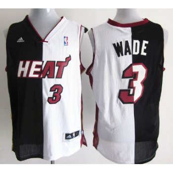 Miami Heat #3 Dwyane Wade Revolution 30 Swingman Black/White Two Tone Jersey