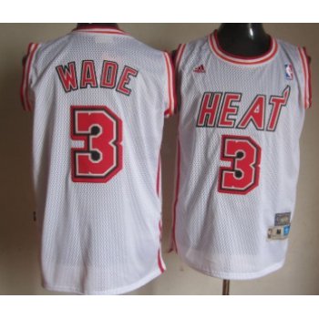 Miami Heat #3 Dwyane Wade White Swingman Throwback Jersey