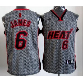 Miami Heat #6 LeBron James Gray Static Fashion Jersey