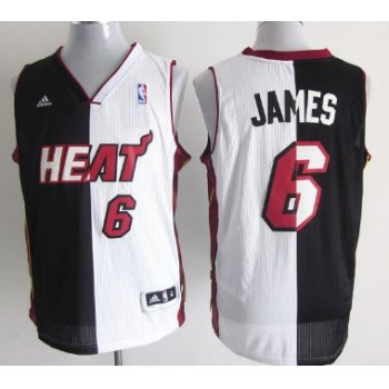 Miami Heat #6 LeBron James Revolution 30 Swingman Black/White Two Tone Jersey