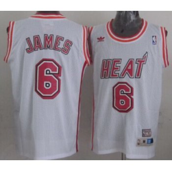 Miami Heat #6 LeBron James White Swingman Throwback Jersey