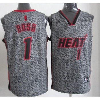 Miami Heats #1 Chris Bosh Gray Static Fashion Jersey