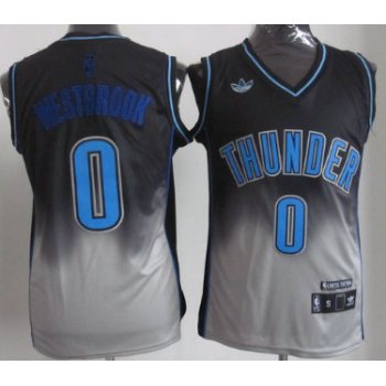 Oklahoma City Thunder #0 Russell Westbrook Black/Gray Fadeaway Fashion Jersey