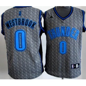 Oklahoma City Thunder #0 Russell Westbrook Gray Static Fashion Jersey