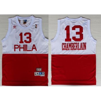 Philadelphia 76ers #13 Wilt Chamberlain White With Red Swingman Throwback Jersey