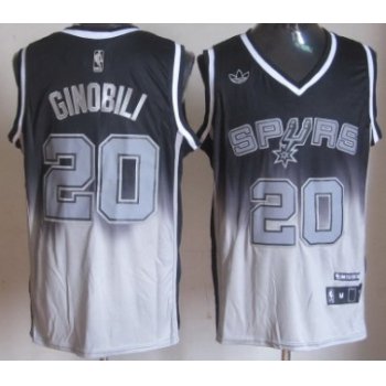 San Antonio Spurs #20 Manu Ginobili Black/Gray Fadeaway Fashion Jersey