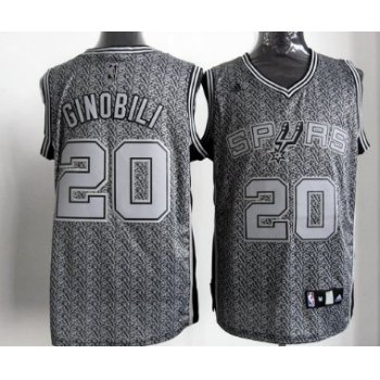 San Antonio Spurs #20 Manu Ginobili Gray Static Fashion Jersey